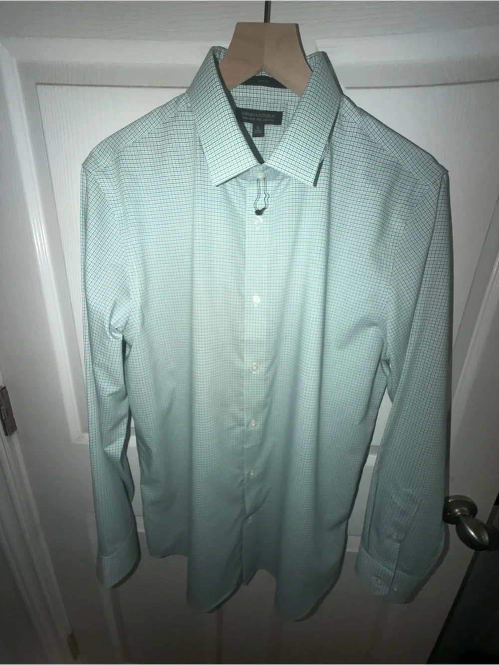 Banana Republic Mint Green Micro-Check Dress Shirt-NWOT